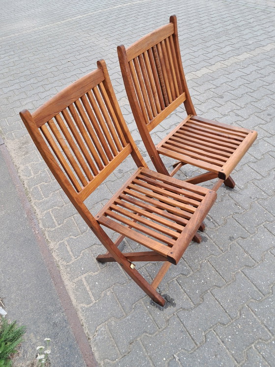 Image 1 of 2 Teak And Garden Teakhouten Klapstoelen/Bistrostoelen, Inklapbaar