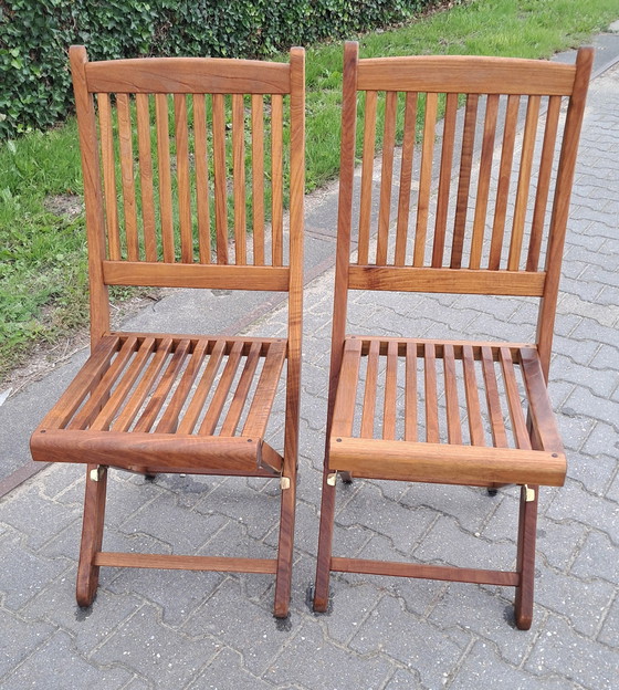 Image 1 of 2 Teak And Garden Teakhouten Klapstoelen/Bistrostoelen, Inklapbaar