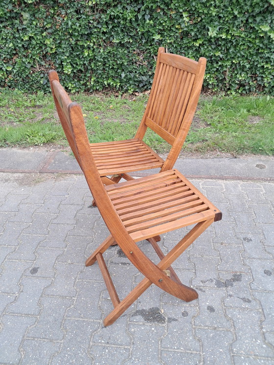 Image 1 of 2 Teak And Garden Teakhouten Klapstoelen/Bistrostoelen, Inklapbaar