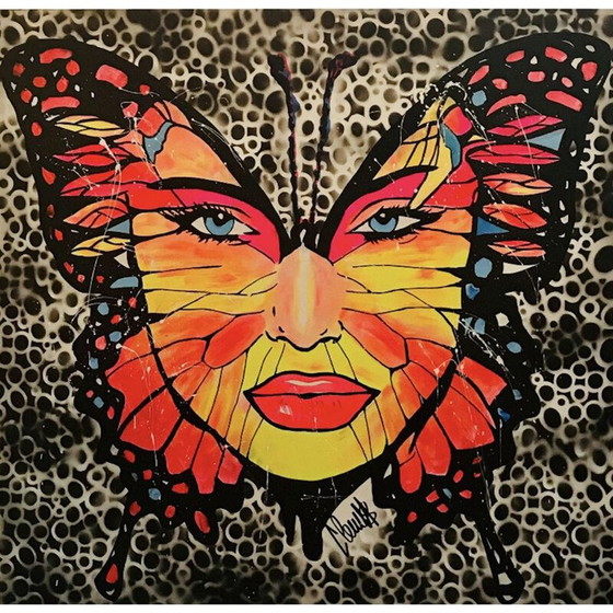 Image 1 of Vintage schilderij "Butterfly Woman" door ClemS, 2019