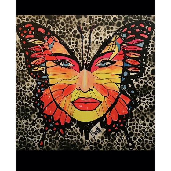 Image 1 of Vintage schilderij "Butterfly Woman" door ClemS, 2019