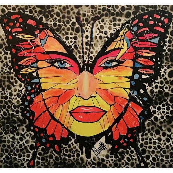 Image 1 of Vintage schilderij "Butterfly Woman" door ClemS, 2019