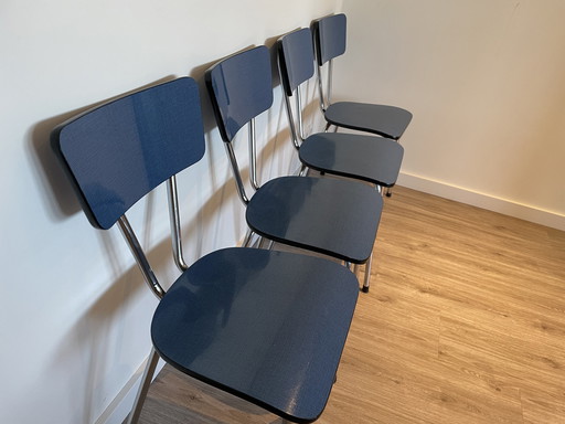 4x Vintage formica stoelen blauw