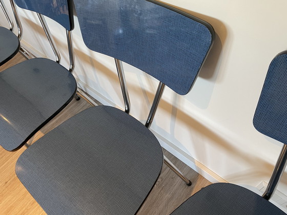 Image 1 of 4x Vintage formica stoelen blauw