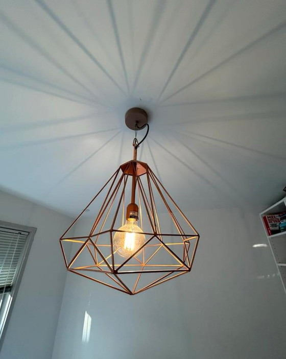 Image 1 of 2x Pols Potten diamond lamp copper