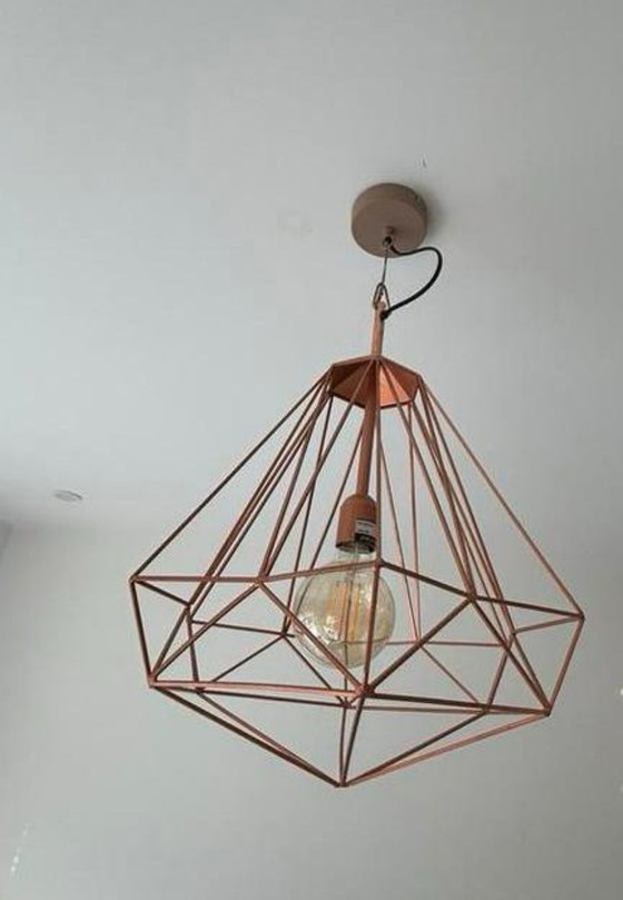 Image 1 of 2x Pols Potten diamond lamp copper