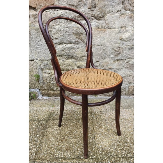 Image 1 of Vintage stoel van gebogen hout en riet door Michael Thonet, 1904