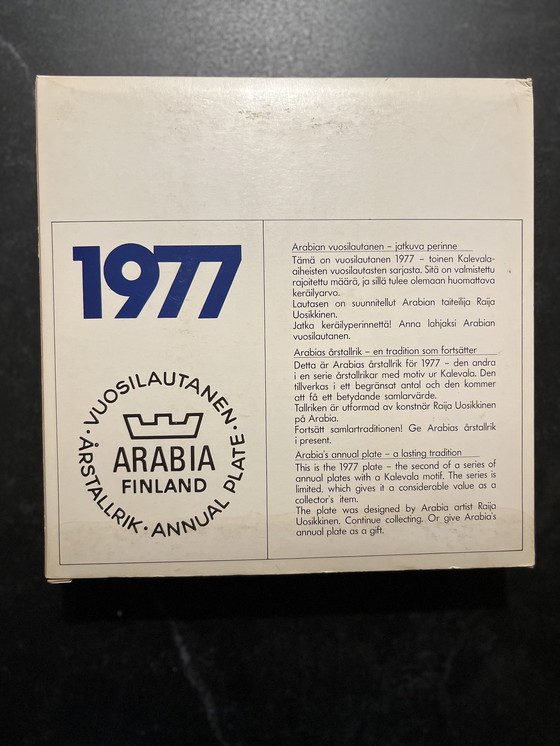 Image 1 of Arabia Finland Jaarbord / Annual Plate 1977 In Originele Doos. Ontwerp / Design: Raija Uosikkinen