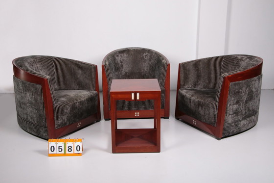 Image 1 of Art Deco Set van 3 Fauteuils Frits Schuitema met tafeltje jaren80s