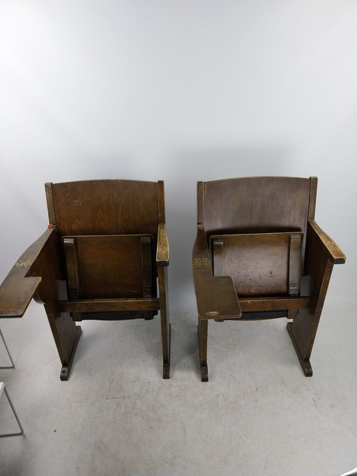 2 X Collegestoelen Opklapbaar In Theater Uitvoering.  1960'S 