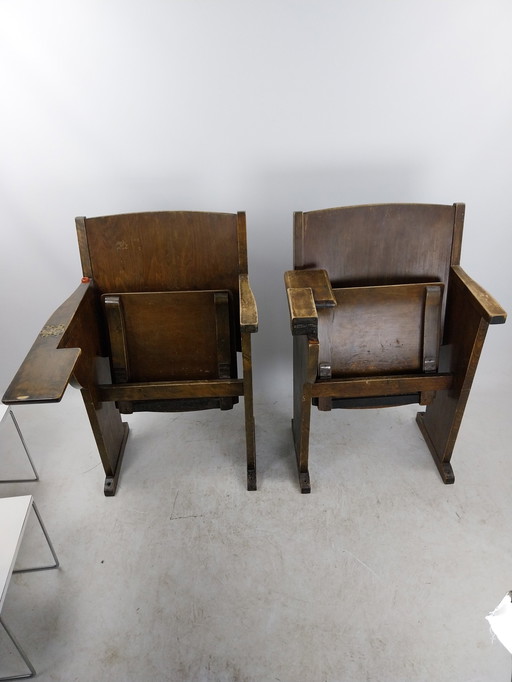 2 X Collegestoelen Opklapbaar In Theater Uitvoering.  1960'S 