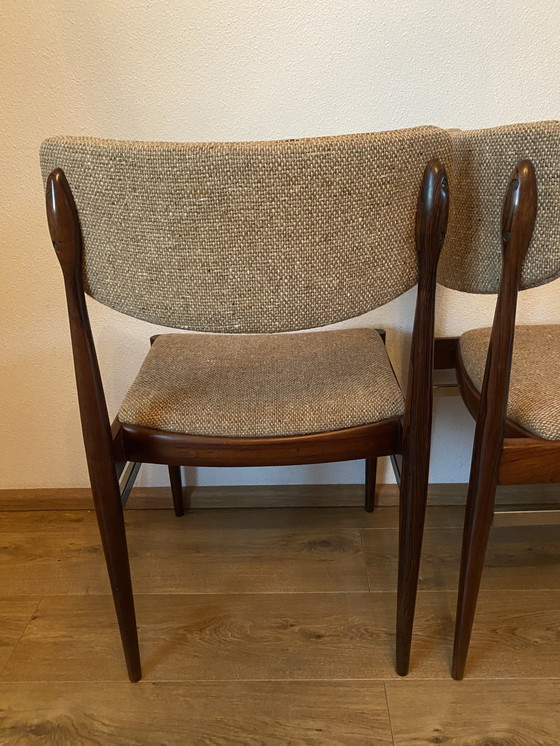 Image 1 of Vintage Pallisander Eethoek Tafel + 6 Stoelen Scandinavisch Design