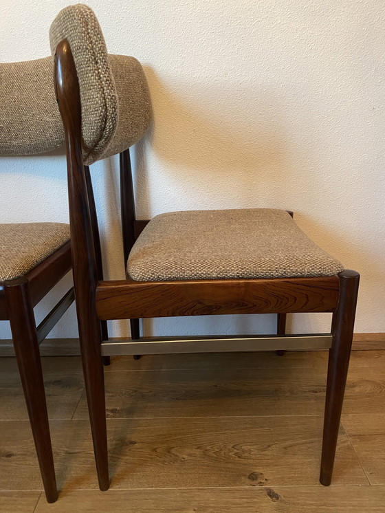 Image 1 of Vintage Pallisander Eethoek Tafel + 6 Stoelen Scandinavisch Design