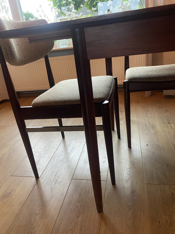 Image 1 of Vintage Pallisander Eethoek Tafel + 6 Stoelen Scandinavisch Design