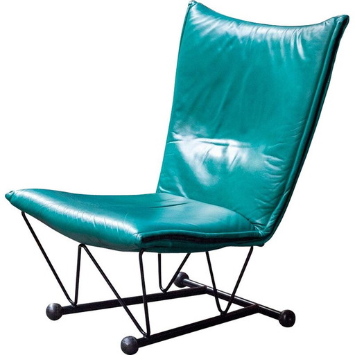 Vintage Flyer fauteuil in metaal en leer van Charles Boonzaaijer en Pierre Mazairac voor Young International, 1980