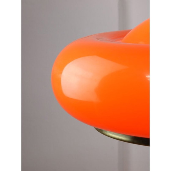 Image 1 of Vintage Space-age hanglamp van messing en oranje plexiglas, 1970