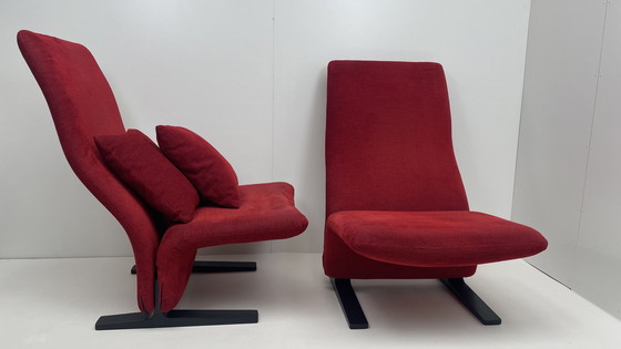 Image 1 of 2 x Artifort Concorde fauteuil kersenrode stof Pierre Paulin design