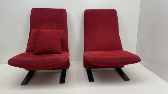 Image 1 of 2 x Artifort Concorde fauteuil kersenrode stof Pierre Paulin design