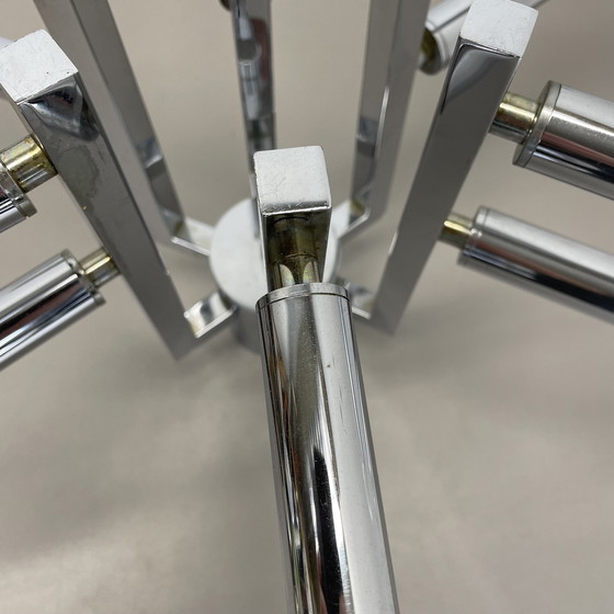 Image 1 of Modernistische Enorme Verchroomde Sputnik Plafondlamp Sciolari Stijl, Italië, 1970S