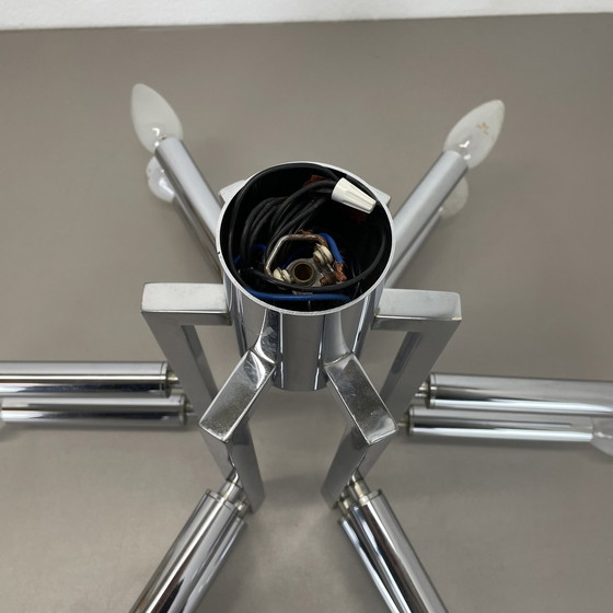 Image 1 of Modernistische Enorme Verchroomde Sputnik Plafondlamp Sciolari Stijl, Italië, 1970S