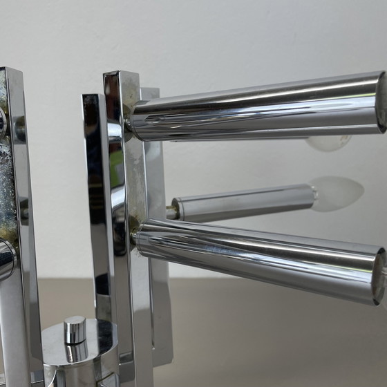 Image 1 of Modernistische Enorme Verchroomde Sputnik Plafondlamp Sciolari Stijl, Italië, 1970S