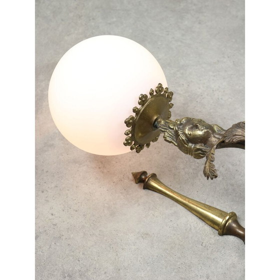 Image 1 of Paar vintage Italiaanse figuratieve messing wandlampen