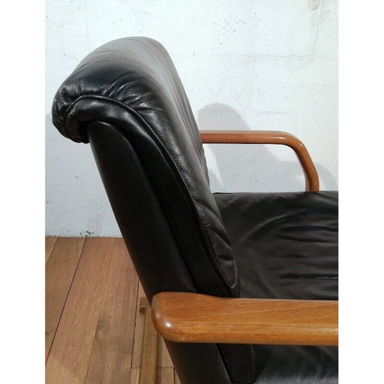 Image 1 of Vintage zwarte leren fauteuil
