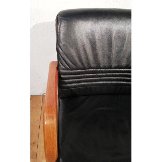 Image 1 of Vintage zwarte leren fauteuil