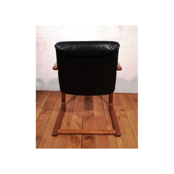 Image 1 of Vintage zwarte leren fauteuil