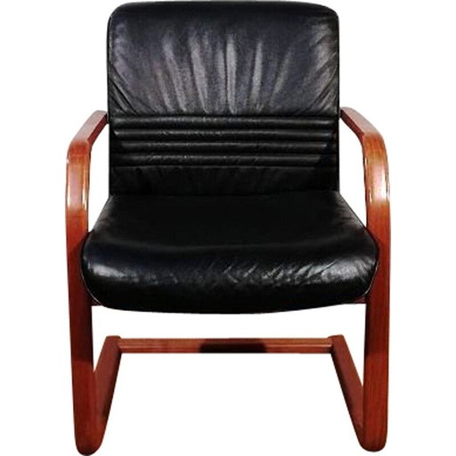 Vintage zwarte leren fauteuil