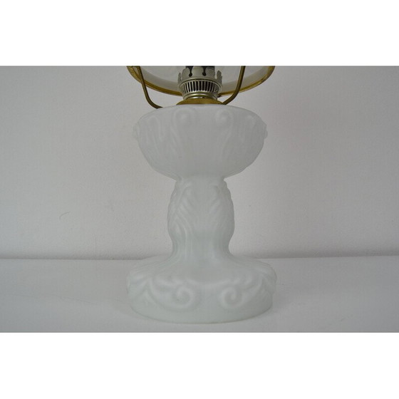 Image 1 of Vintage lamp van glas en messing, Tsjecho-Slowakije 1960