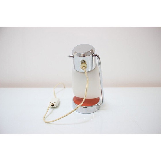 Image 1 of Vintage glazen en chromen lamp met verstelbare kap van Drupol, Tsjecho-Slowakije 1950