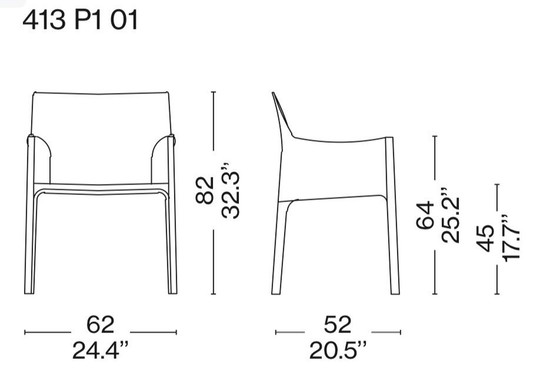 Image 1 of 4x Cassina Cab 413 stoelen