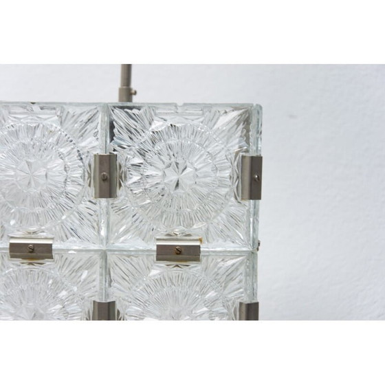 Image 1 of Vintage kubusvormige glazen hanglamp van Kamenický Senov, Tsjecho-Slowakije 1970