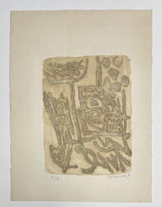 Image 1 of Gesigneerd; Guillaume Corneille Reliëf Gravure Tekens In Steen, 1960 - E/A