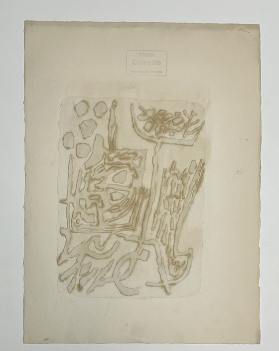 Image 1 of Gesigneerd; Guillaume Corneille Reliëf Gravure Tekens In Steen, 1960 - E/A