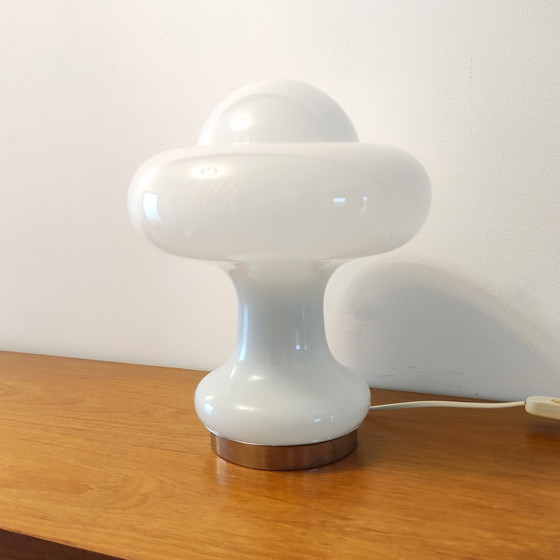 Image 1 of Vintage witte opaline atomaire paddestoel tafellamp - Massive