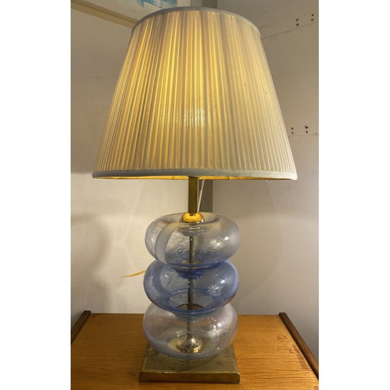 Image 1 of Vintage Murano glazen lamp met messing voet, 1980