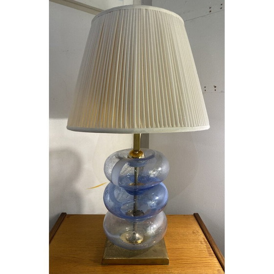 Image 1 of Vintage Murano glazen lamp met messing voet, 1980