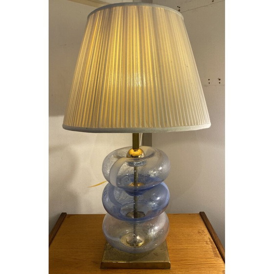 Image 1 of Vintage Murano glazen lamp met messing voet, 1980