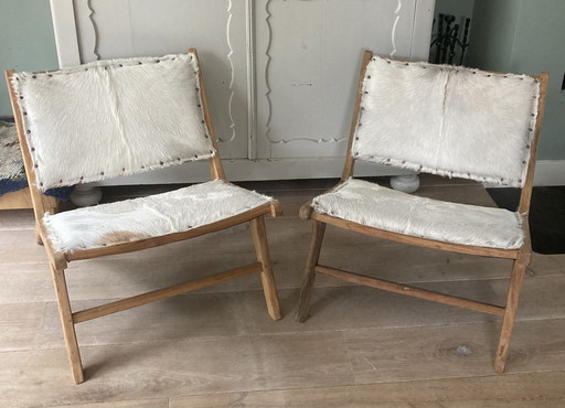 2x Vintage design lounge stoel