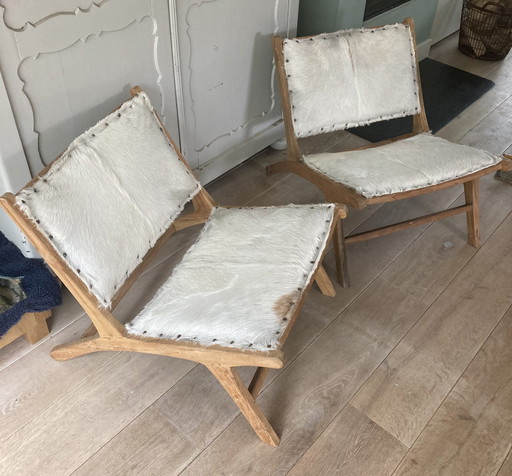 2x Vintage design lounge stoel