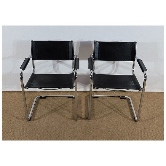 Image 1 of Paar vintage leren fauteuils van Marcel Breuer, 1970