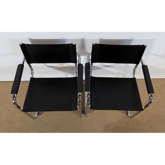 Image 1 of Paar vintage leren fauteuils van Marcel Breuer, 1970