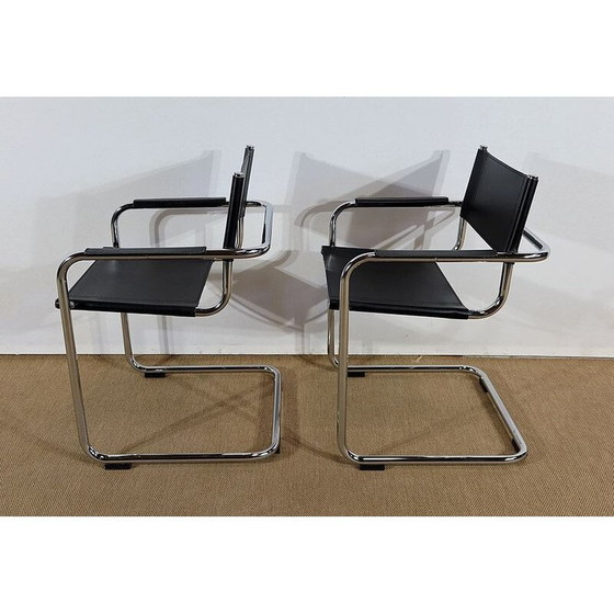Image 1 of Paar vintage leren fauteuils van Marcel Breuer, 1970