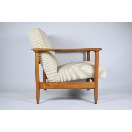 Image 1 of Vintage fauteuil teak, crème koord gepolijst 1960