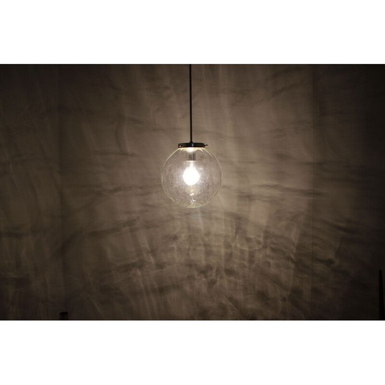 Image 1 of Vintage metalen en glazen hanglamp van Kamenický Šenov, Tsjecho-Slowakije 1960