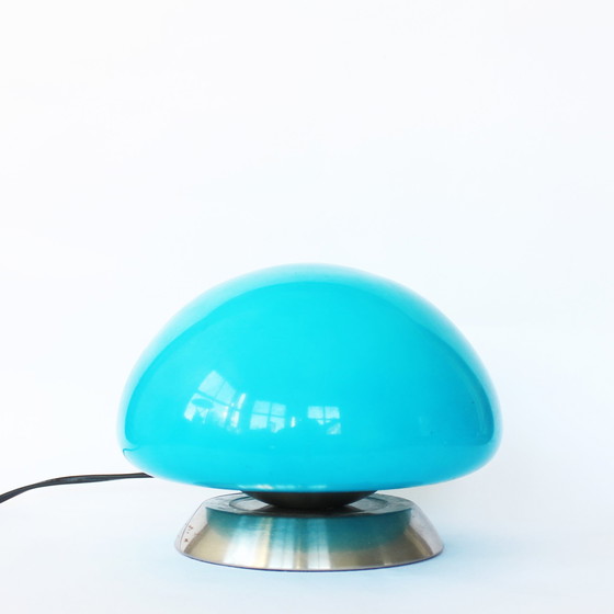 Image 1 of Space Age blauw glazen paddestoel lamp