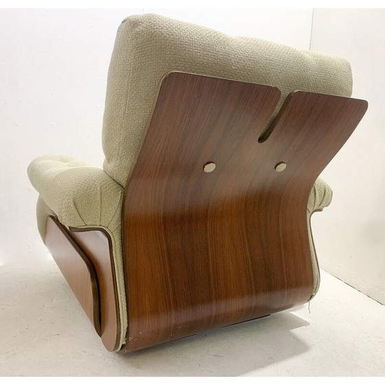 Image 1 of Paar Mid Century fauteuils in hout en stof, Italië 1960