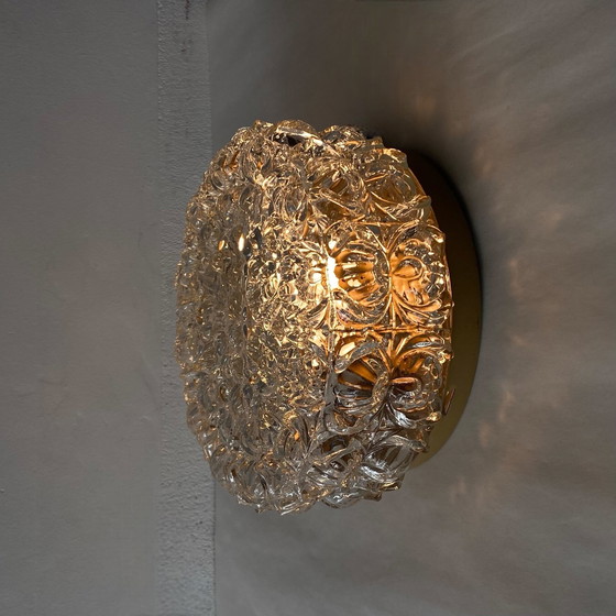 Image 1 of Wandlamp plafond dik glas 1970 1980 jaren tachtig antiek lamp transparant